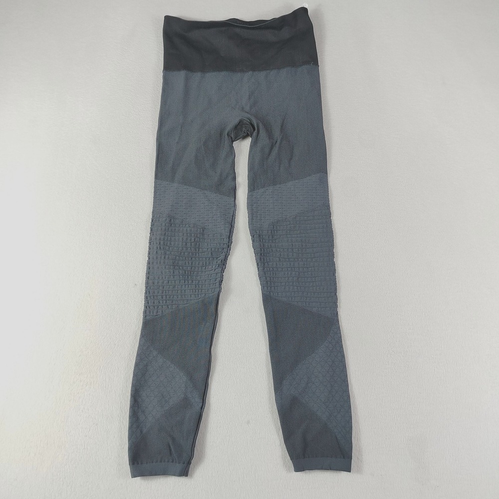 Spanx Leggings Womens Medium Gray Black Textured Seamless Yoga Pants Activewear
